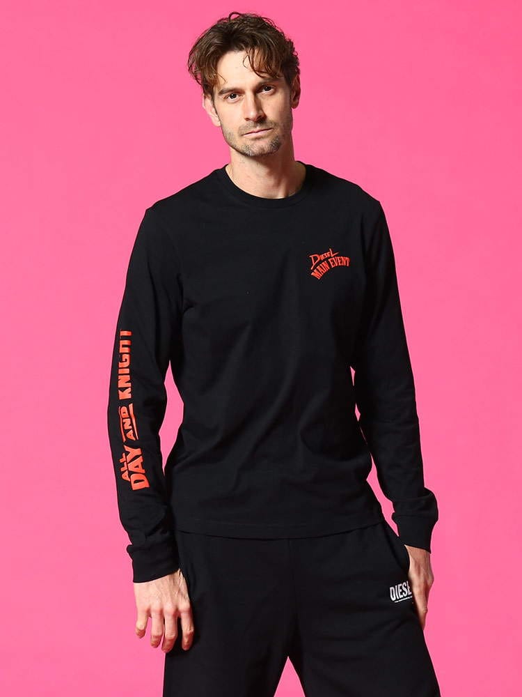 DIESEL (ディーゼル) バックプリント ロゴ クルーネック 長袖 Tシャツ DSA01687AAXJ