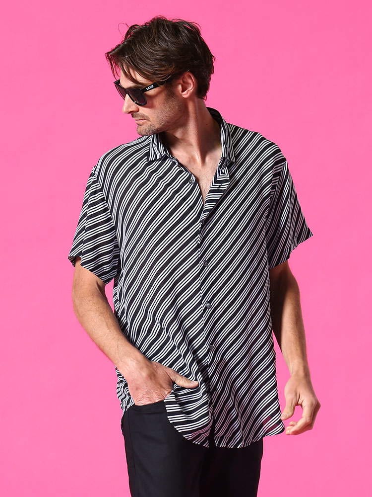 EMPORIO ARMANI (エンポリオアルマーニ) レーヨン バイヤスプリント 半袖 シャツ EA3K1CB91NYMZ