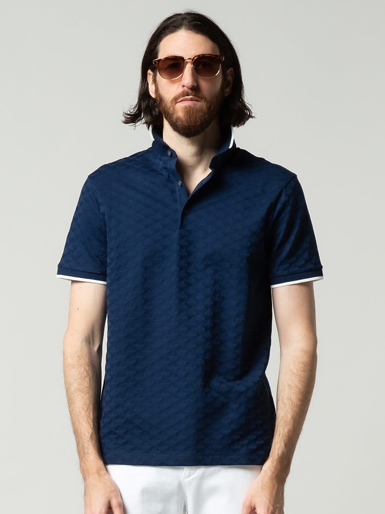 EMPORIO ARMANI (エンポリオアルマーニ) ジャガード ロゴ ライン 半袖 ポロシャツ EA8N1FP01JHWZ 22fd IP