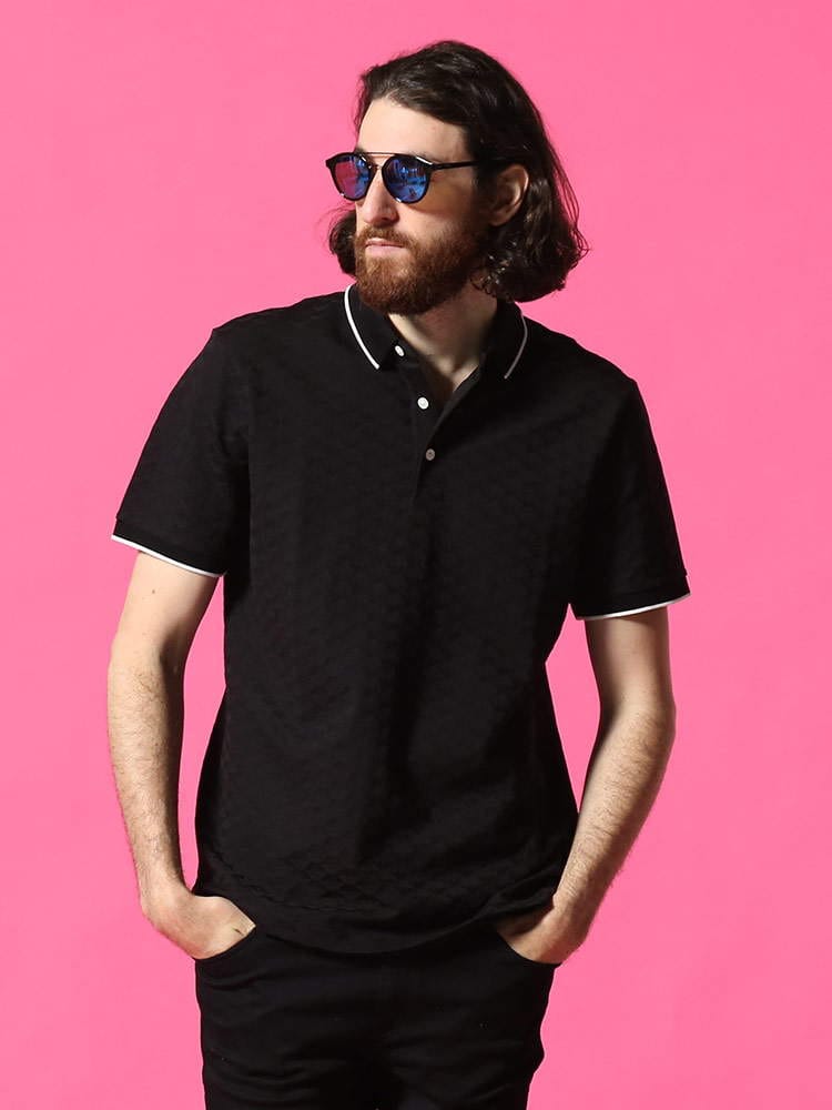 EMPORIO ARMANI (エンポリオアルマーニ) ジャガード ロゴ ライン 半袖 ポロシャツ EA8N1FP01JHWZ 22fd IP ブランド