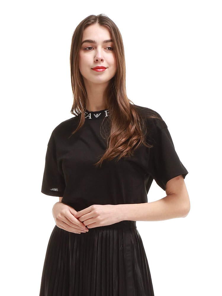 EMPORIO ARMANI (エンポリオ アルマーニ) ネックロゴ クルーネック 半袖 Tシャツ EAL3K2T8D2J95Z レディース ロゴ