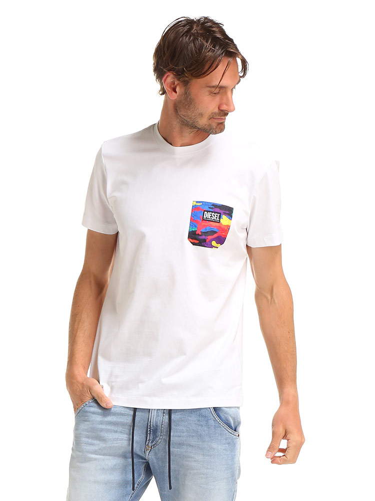 DIESEL (ディーゼル) マルチカラー 迷彩ポケット クルーネック 半袖 Tシャツ DSA02412DBBY