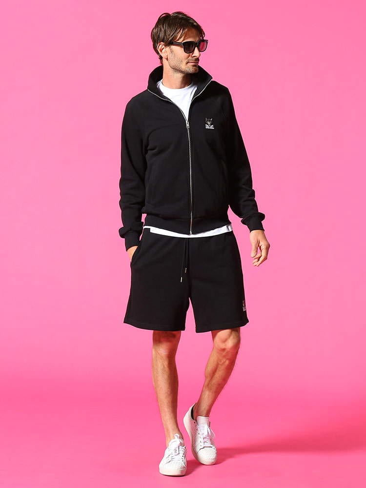 DIESEL (ディーゼル) ワンポイント オオカミ フルジップ ジャケット ショートパンツ セットアップ DSS1E0S148ADAR