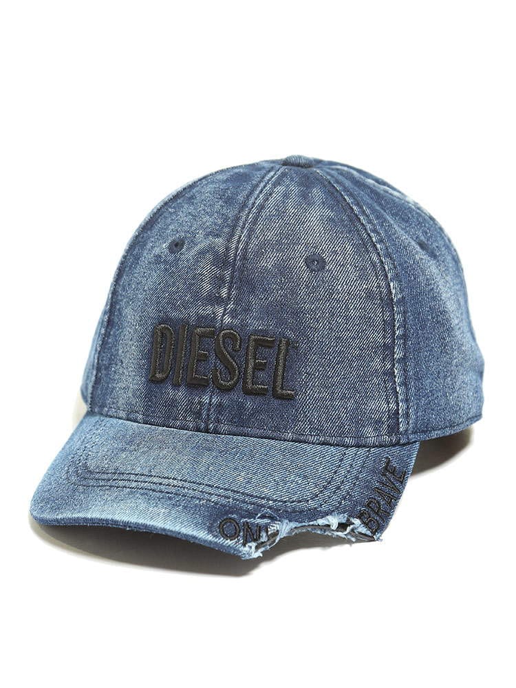 DIESEL (ディーゼル) ダメージ ロゴ刺繍 デニム キャップ D-BETY DSA02534EBBR