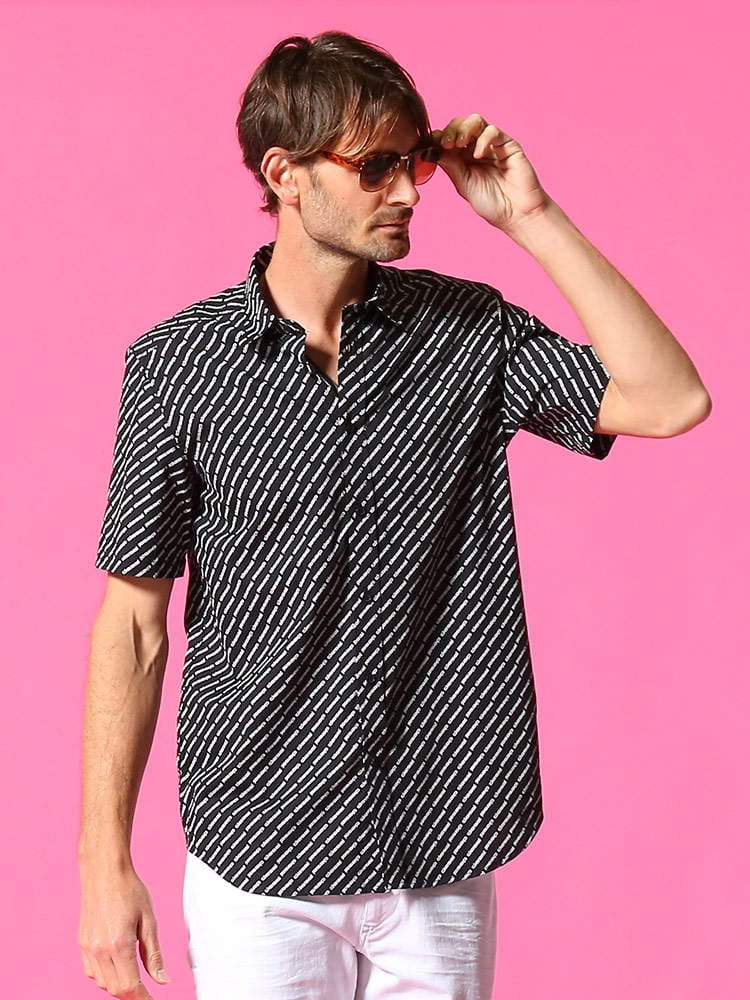 DIESEL (ディーゼル) ロゴ総柄 半袖 シャツ DSA02657QBBI