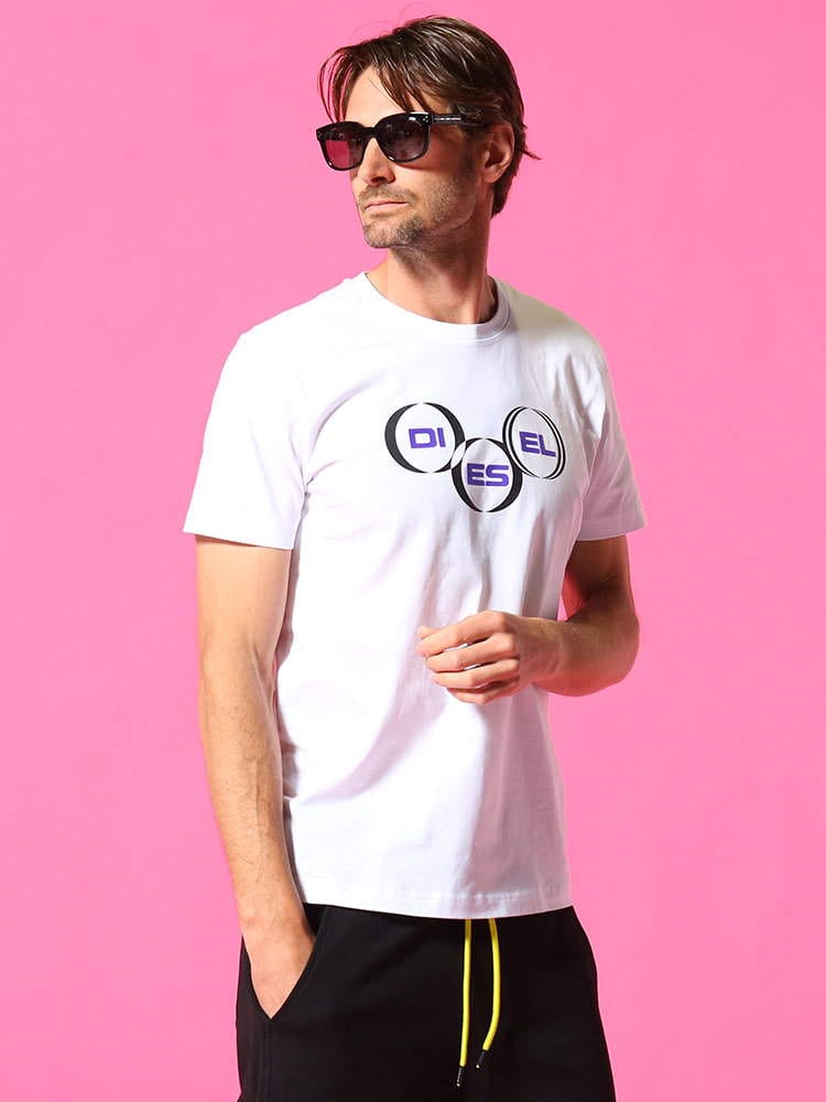 DIESEL (ディーゼル) ラウンド ロゴプリント クルーネック 半袖 Tシャツ DSA02370AAXJ