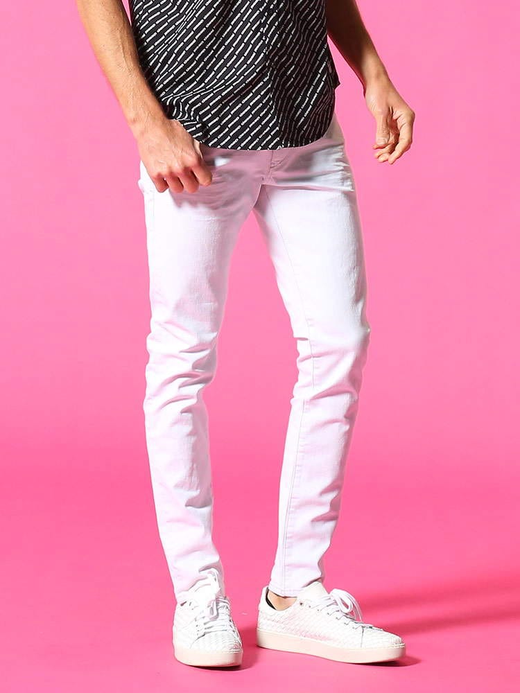 DIESEL (ディーゼル) 無地 ストレッチ ジップフライ ホワイト ジーンズ D-Strukt DSDSTRUKTSP03AF