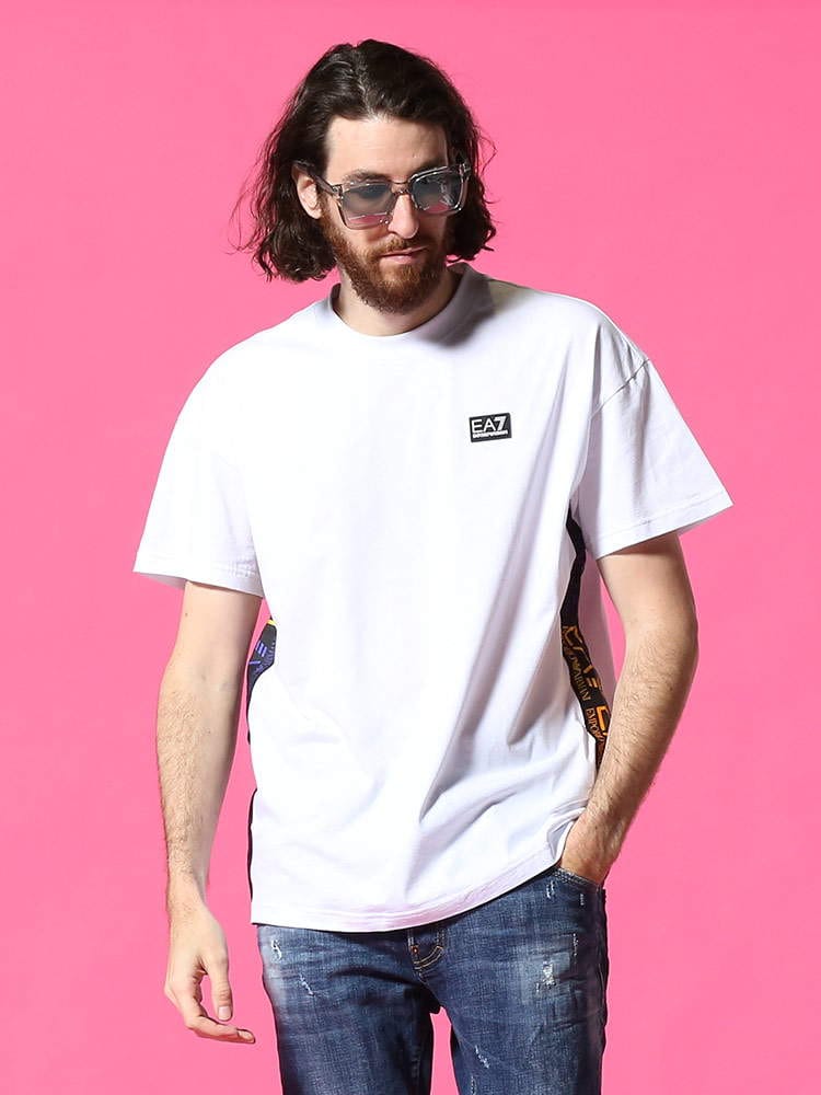 EMPORIO ARMANI EA7 (エンポリオアルマーニ) サイドレインボーロゴ クルーネック 半袖 Tシャツ EA3KPT13PJ02Z