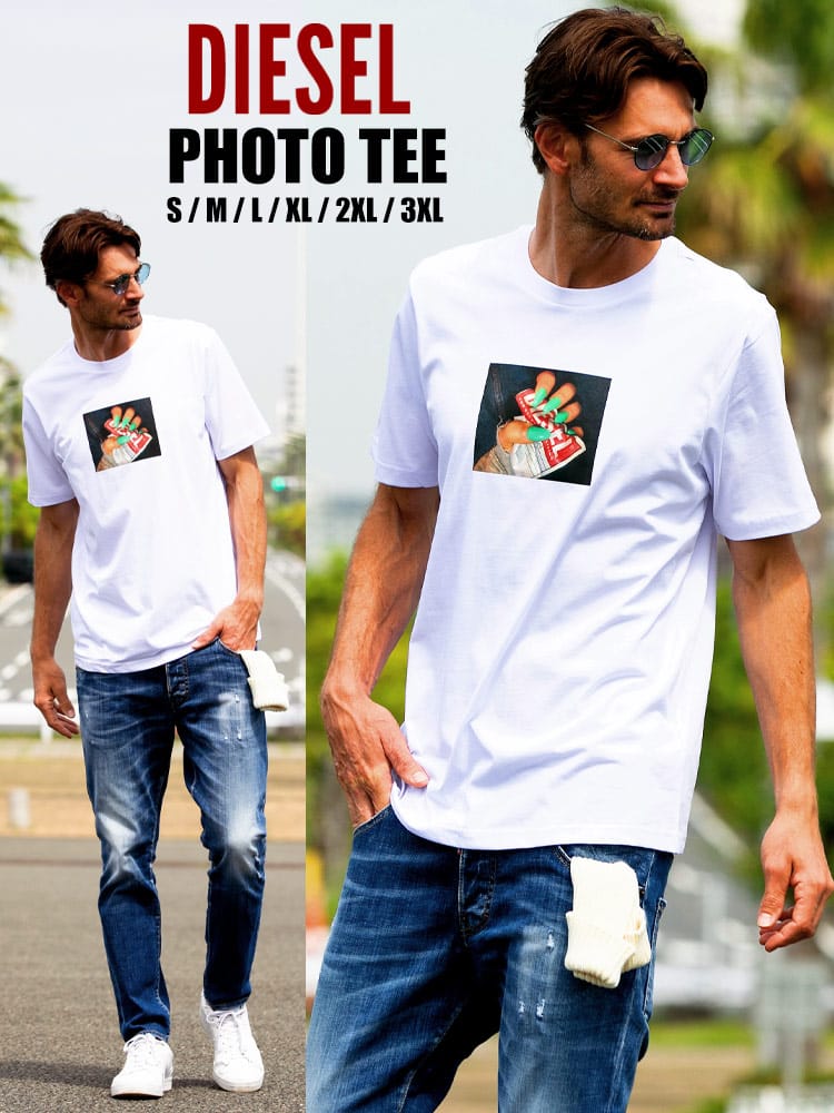 DIESEL (ディーゼル) フォトプリント クルーネック 半袖 Tシャツ DSA01838HAYU