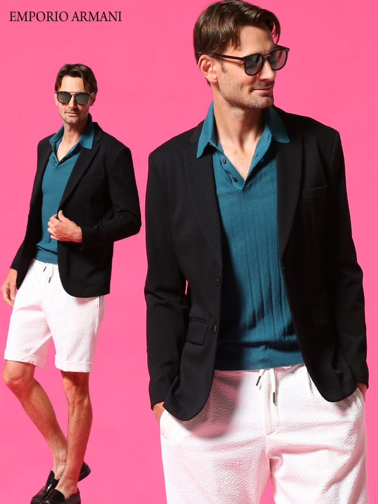 エンポリオアルマーニ メンズ EMPORIO ARMANI ジャケット シングル コットン ストレッチ ジャージー 2ボタン ブランド 黒 EA3K1G831JYSZ