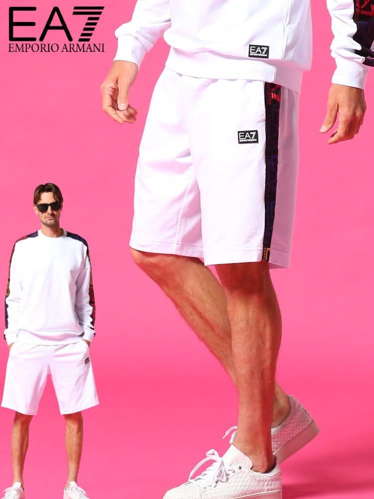 エンポリオアルマーニ EA7 メンズ EMPORIO ARMANI ショートパンツ スウェット グラデーション ロゴ テープ ブランド ボトムス ショーツ スエット EA3KPS81PJ05Z