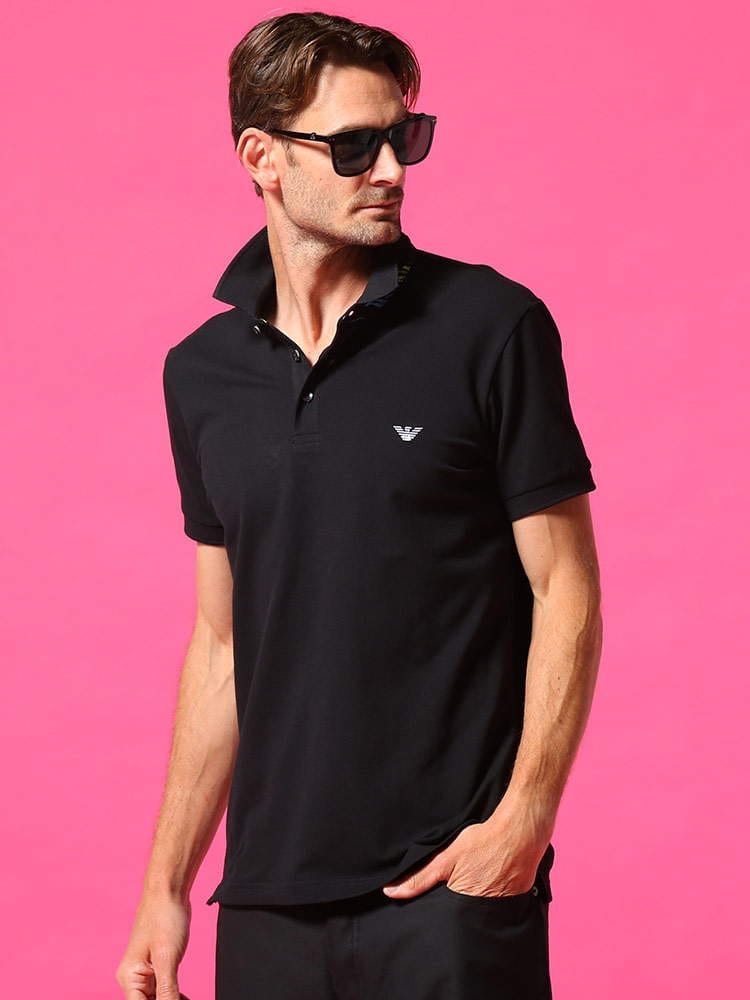 エンポリオアルマーニ メンズ EMPORIO ARMANI ポロシャツ 半袖 ロゴ 襟裏 柄 ストレッチ ブランド トップス コットン EA2118041P461