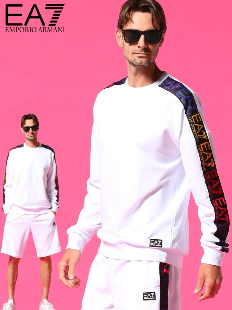 エンポリオアルマーニ EA7 メンズ EMPORIO ARMANI トレーナー スウェット ロゴ テープ グラデーション ブランド トップス スエット EA3KPM34PJ05Z