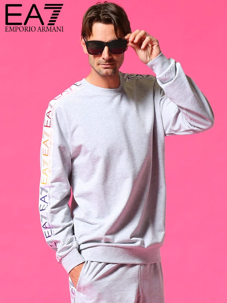 エンポリオアルマーニ EA7 メンズ EMPORIO ARMANI トレーナー スウェット ロゴ テープ グラデーション ブランド トップス スエット EA3KPM34PJ05Z