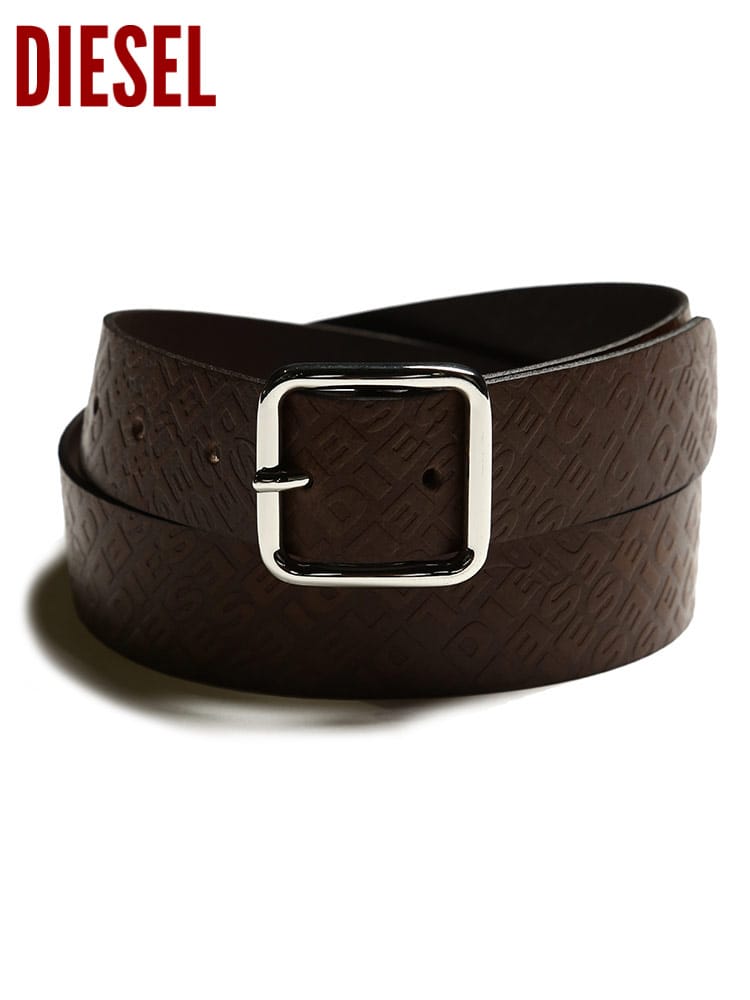 DIESEL (ディーゼル) カウレザー ロゴ総柄 ベルト B-OMNI DSX08135PR505