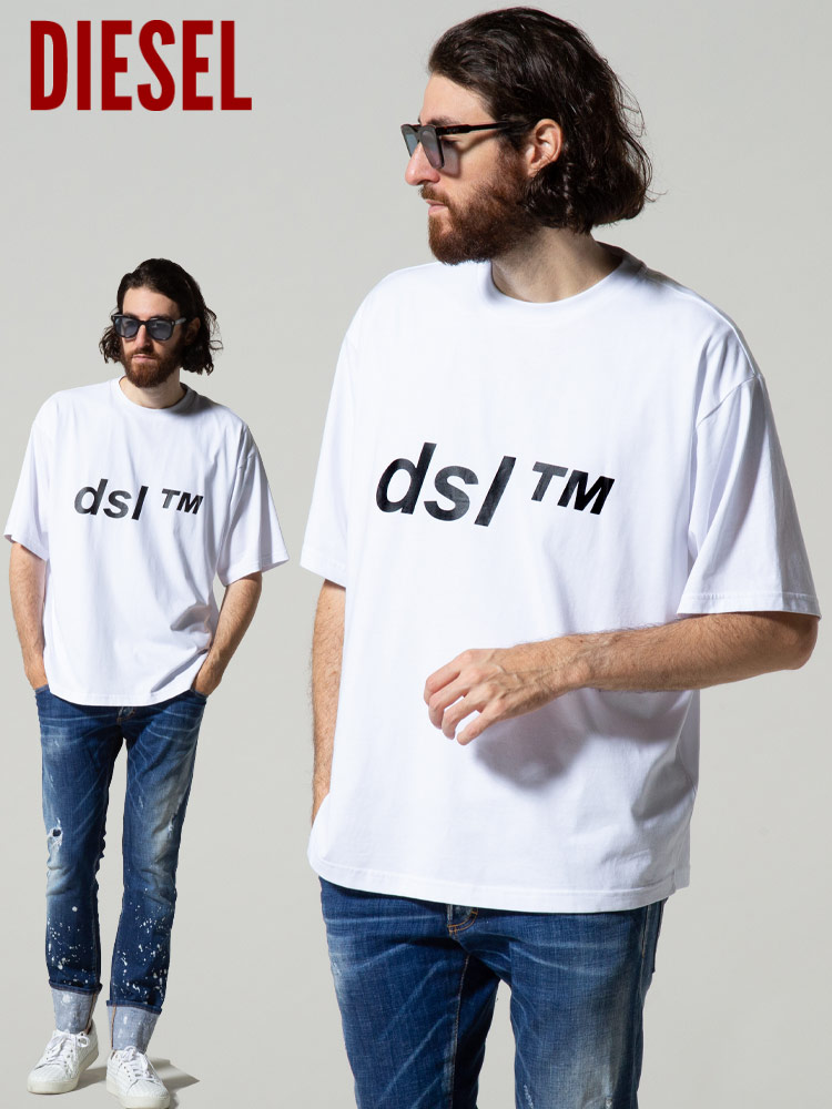 DIESEL (ディーゼル) プリント クルーネック 半袖 オーバーサイズ Tシャツ DSA02798HAYU