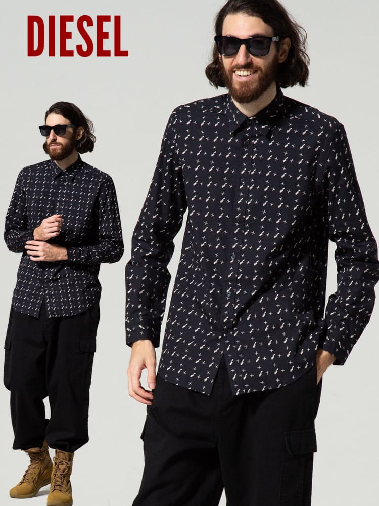 DIESEL (ディーゼル) 総柄 長袖 シャツ DSA02766KBAU