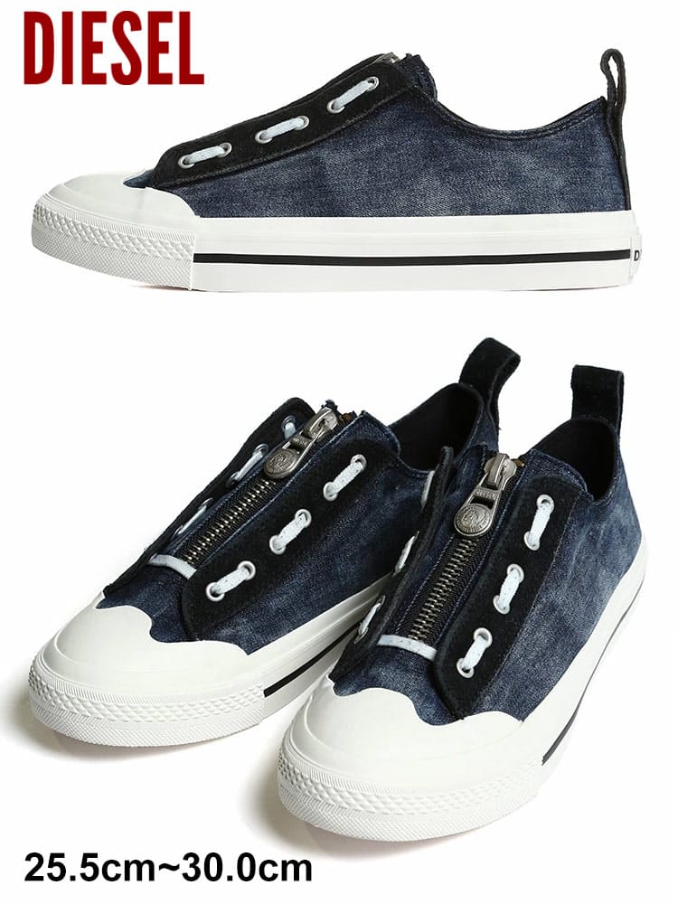 DIESEL (ディーゼル) デニム ジップ ローカットスニーカー DSY02565PR570