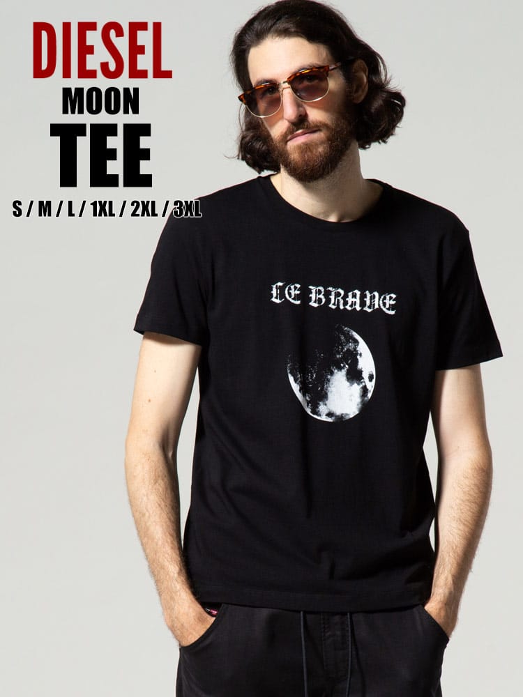 DIESEL (ディーゼル) プリント クルーネック 半袖 Tシャツ MOON DSA02804GRAA