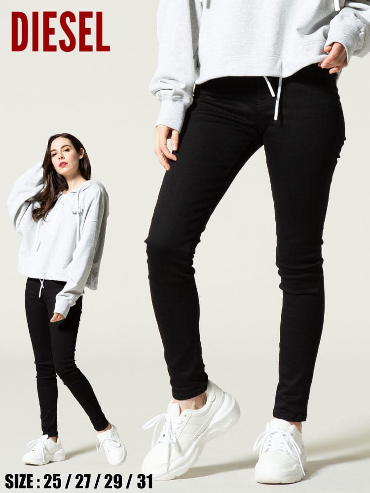 DIESEL (ディーゼル) ジップフライ ブラックジーンズ DSLSLANDY69EF レディース