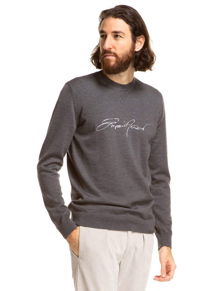 EMPORIO ARMANI (エンポリオアルマーニ) 刺繍 クルーネック 長袖 ニット EA6K1MTE1MD1Z