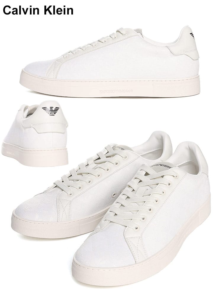 EMPORIO ARMANI (エンポリオアルマーニ) 総ロゴ レースアップ ローカットスニーカー EAX4X316XM741 ブランド メンズ 男性 シューズ