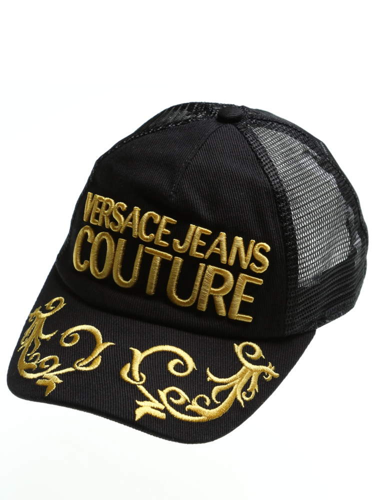 ヴェルサーチェ ジーンズ クチュール VERSACE JEANS COUTURE ゴールド ロゴ 刺繍 メッシュ キャップ ブランド メンズ 帽子 VC71GAZK13ZG013