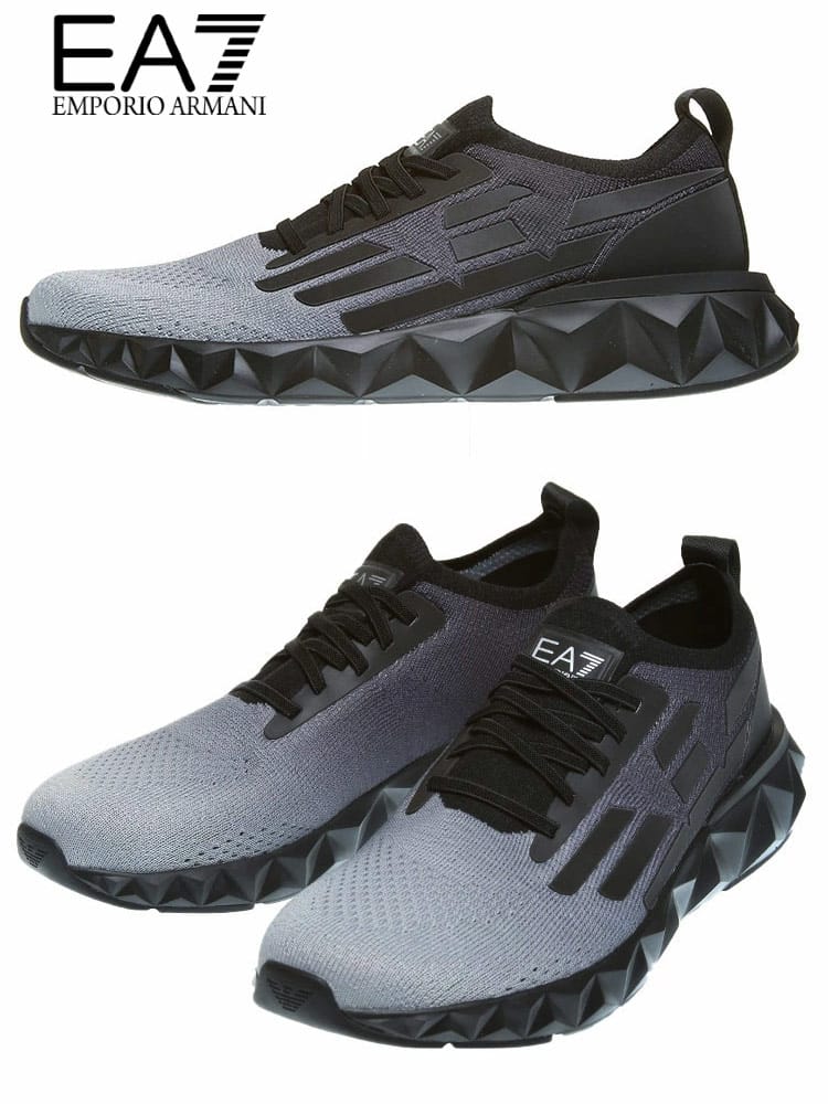 EMPORIO ARMANI EA7 (エンポリオアルマーニ) グラデーション ニット ローカットスニーカー EAX8X048XK225