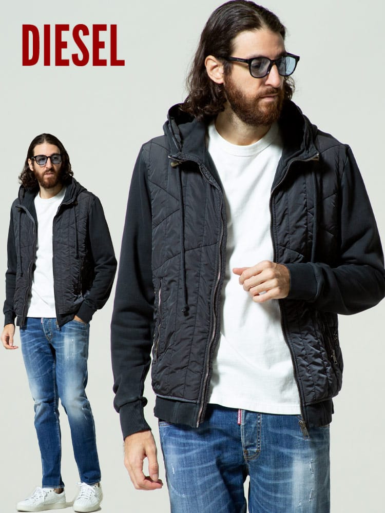DIESEL (ディーゼル) フロント切り替え フルジップ スウェット パーカー DSA03403LCAL メンズ