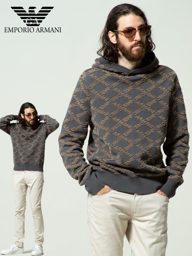 EMPORIO ARMANI (エンポリオアルマーニ) レタリングロゴ プルオーバー パーカー EA6K1MT91MD3Z メンズ スウェット