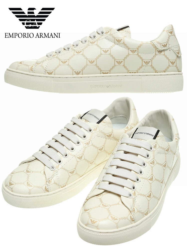 エンポリオ アルマーニ EMPORIO ARMANI 総柄 イーグル ロゴ ローカット スニーカー ブランド レディース【サカゼン公式通販】