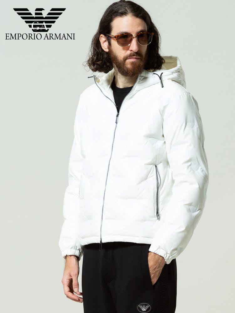 EMPORIO ARMANI (エンポリオアルマーニ) イーグルパッチ フード フルジップ ダウンジャケット EA6K1B931NYWZ