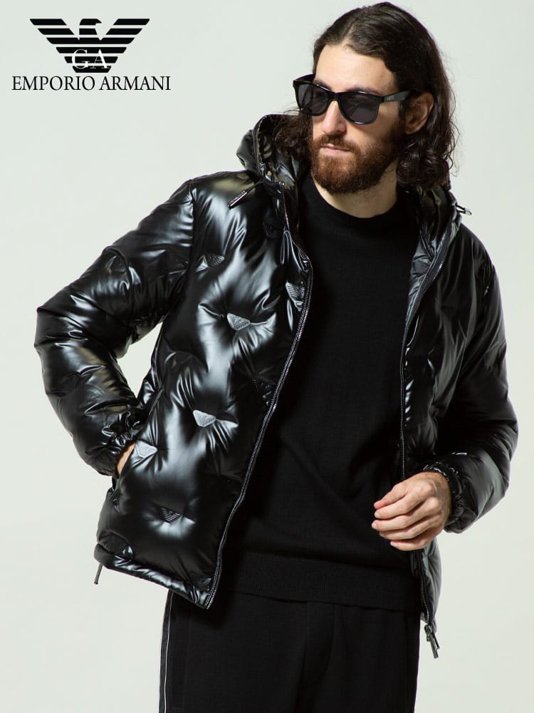 EMPORIO ARMANI (エンポリオアルマーニ) イーグルパッチ フード フルジップ ダウンジャケット EA6K1B931NYWZ