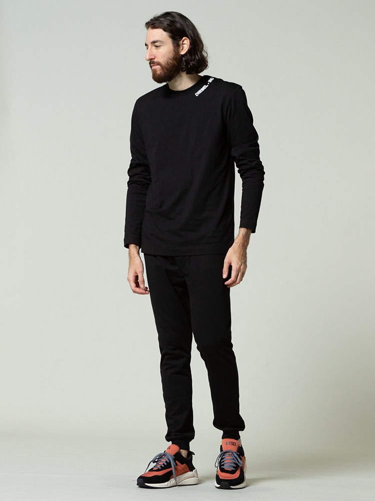 ディーゼル DIESEL ロゴ クルーネック 長袖 Tシャツ ロングパンツ セットアップ ブランド メンズ 上下セット パジャマ ルームウェア DSA03151AEAX
