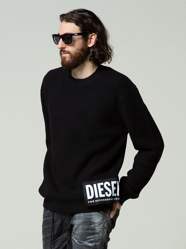 ディーゼル DIESEL ロゴパッチ ルーズフィット 長袖 ニット ブランド ...