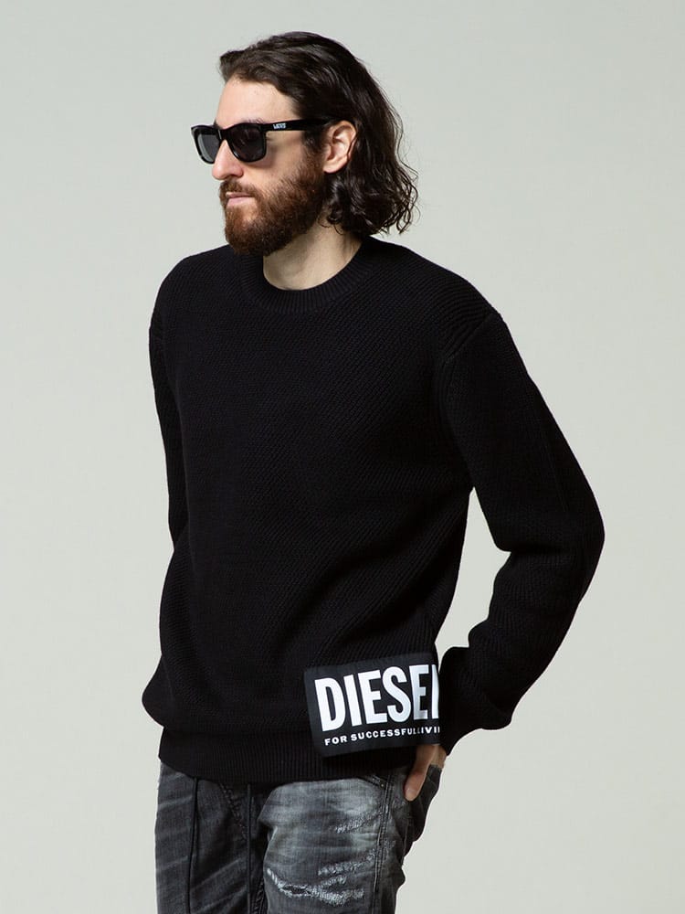 ディーゼル DIESEL ロゴパッチ ルーズフィット 長袖 ニット ブランド メンズ トップス ニット セーター DSA03428DFAL