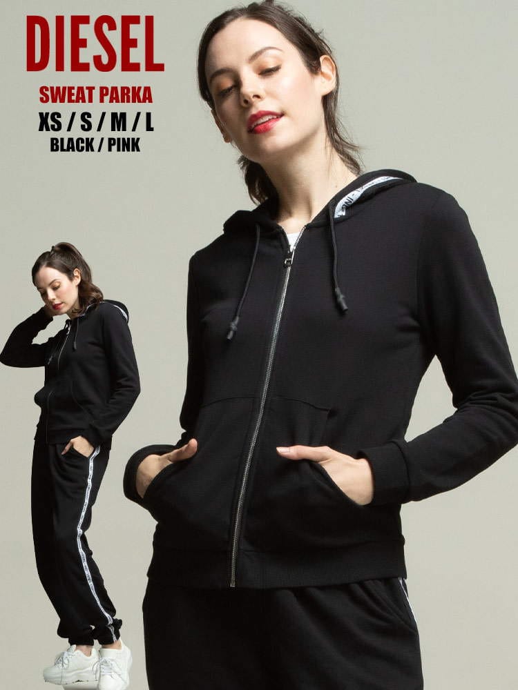 DIESEL ディーゼル ロゴ テープ フルジップ パーカー ブランド レディース トップス スエット スウェット DSLSZW7WCAD ロゴ