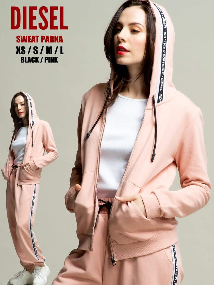 DIESEL ディーゼル ロゴ テープ フルジップ パーカー ブランド レディース トップス スエット スウェット DSLSZW7WCAD ロゴ