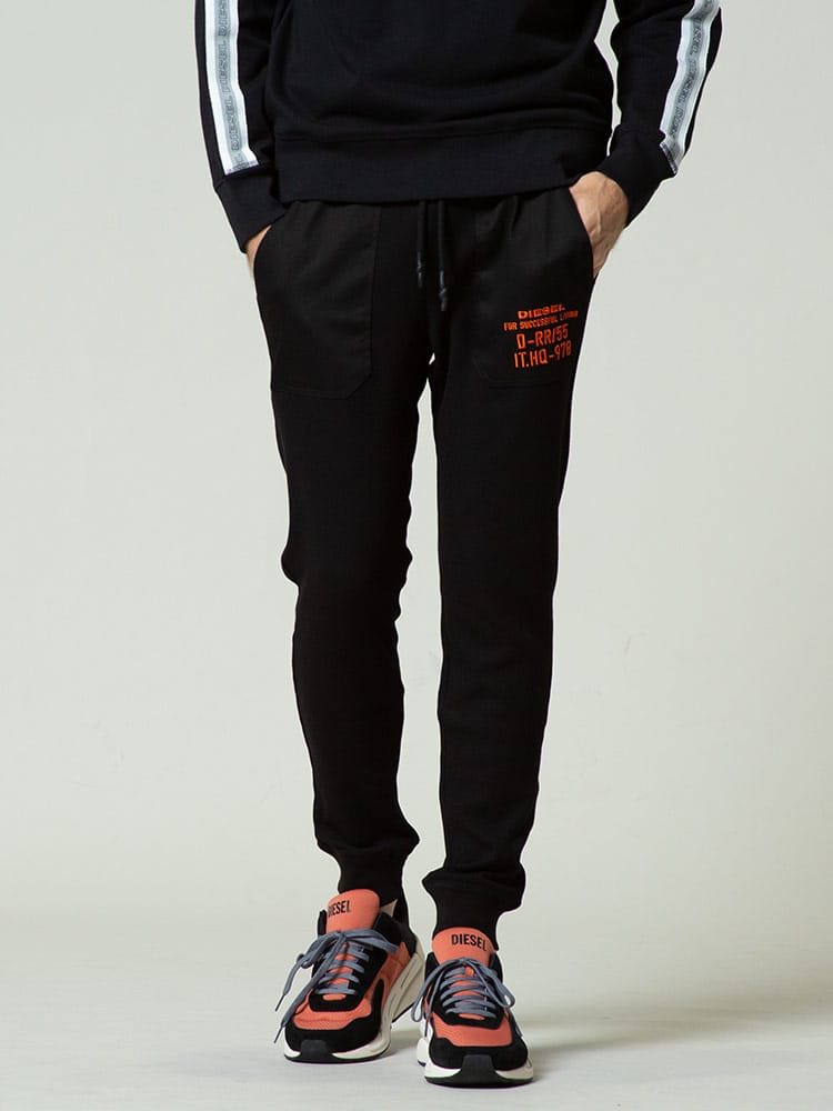 ディーゼル DIESEL ロゴ 刺繍 ウエストコード ロングパンツ ブランド メンズ ボトムス パンツ ライトオンス 薄手 サーマル DSA01983ADAS