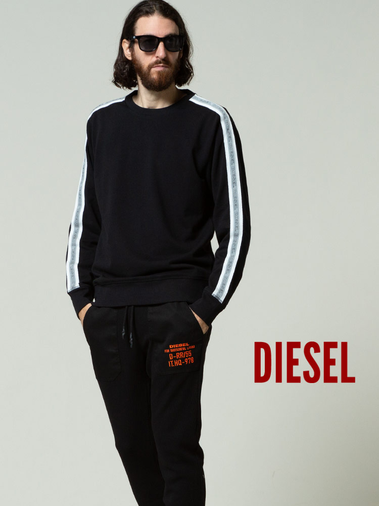 ディーゼル DIESEL ロゴ ライン クルーネック トレーナー ブランド 