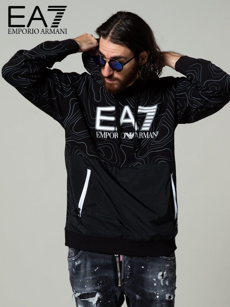 EMPORIO ARMANI EA7 エンポリオアルマーニ スウェット 切り替え プルオーバー パーカー ブランド メンズ トップス フード EA6KPM26PJF6Z