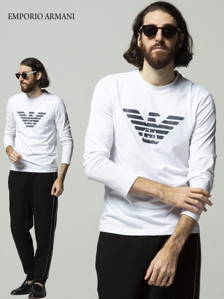 EMPORIO ARMANI エンポリオアルマーニ ロゴ クルーネック 長袖 Tシャツ ブランド メンズ トップス ロンT EA8N1TN81JPZZM