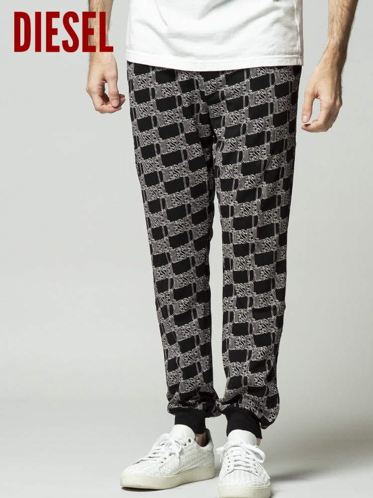 DIESEL ディーゼル ロゴ 総柄 ロングパンツ ブランド メンズ ボトムス ルームウェア DSSJ3JHDAR