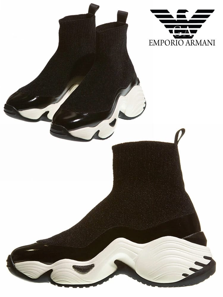 EMPORIO ARMANI エンポリオ アルマーニ ハイカット ニット ソックス スニーカー ブランド レディース 靴 EALX3Z049XN030