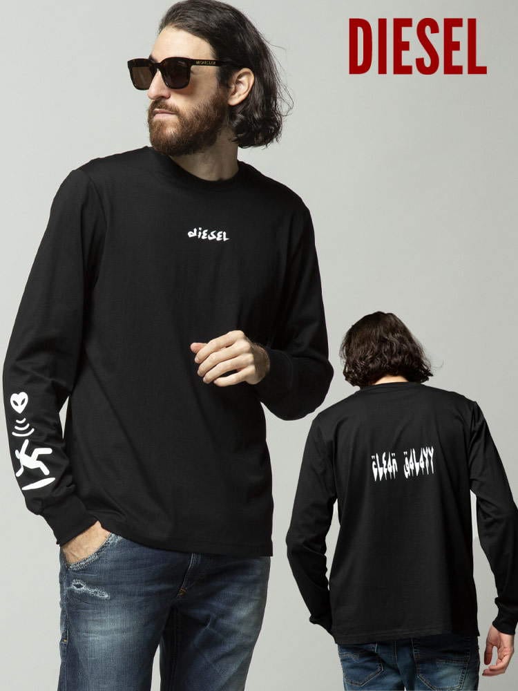 DIESEL ディーゼル プリント クルーネック 長袖 Tシャツ ブランド メンズ トップス ロンT DSA03294HAYU