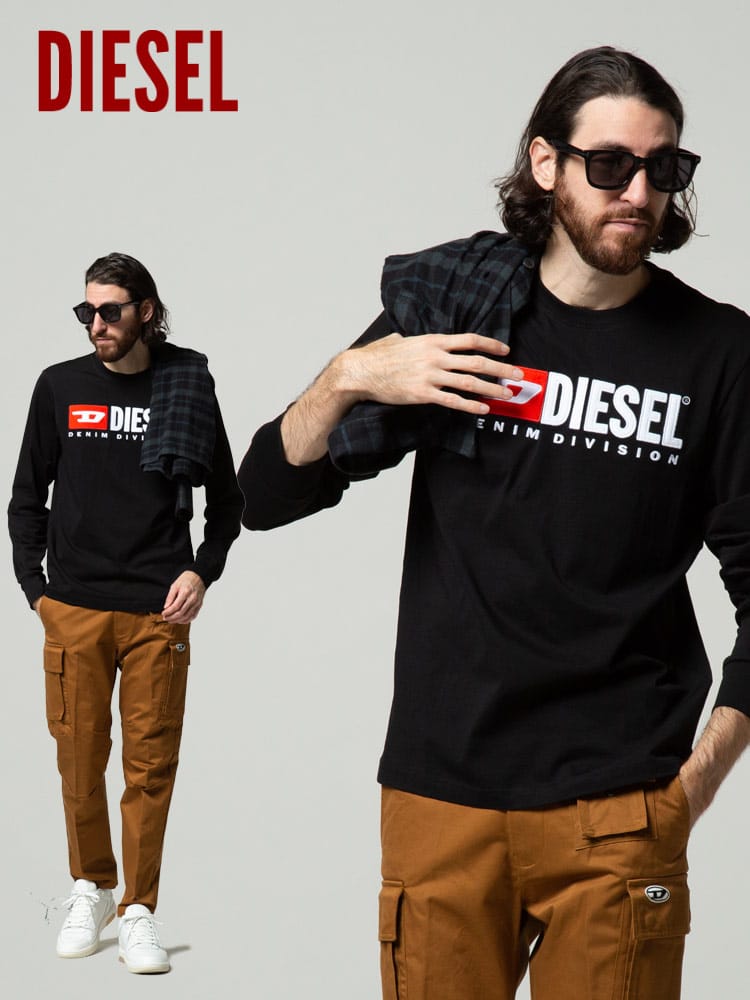 DIESEL (ディーゼル) クラシックロゴ クルーネック 長袖 Tシャツ DSA03768AAXJ ブランド