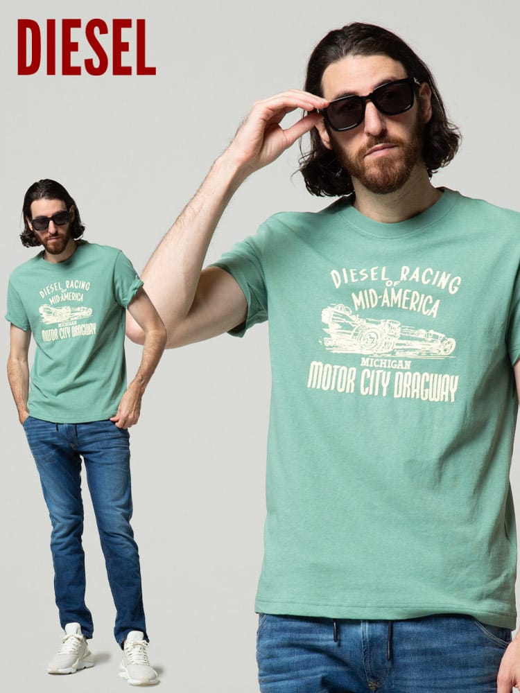 DIESEL (ディーゼル) プリント クルーネック 半袖 Tシャツ DSA03822EFAN