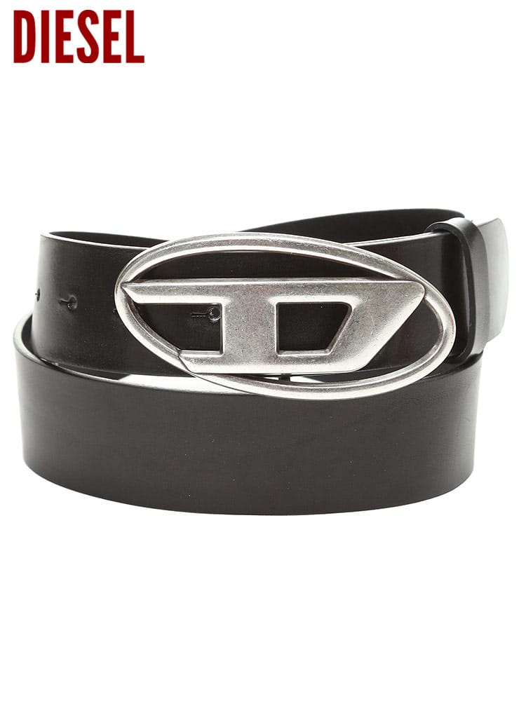 ディーゼル メンズ ベルト DIESEL ブランド カジュアルベルト ロゴバックル B-1dr レザー 牛革 本革 DSX08516PR666