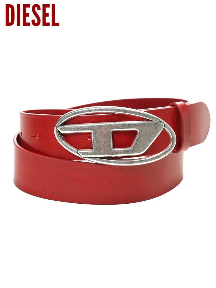 ディーゼル メンズ ベルト DIESEL ブランド カジュアルベルト ロゴバックル B-1dr レザー 牛革 本革 DSX08516PR666