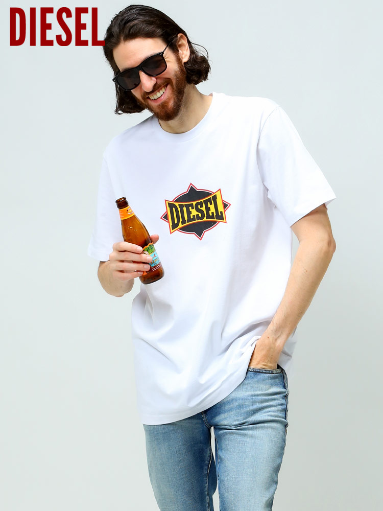 DIESEL (ディーゼル) ロゴ プリント クルーネック 半袖 Tシャツ